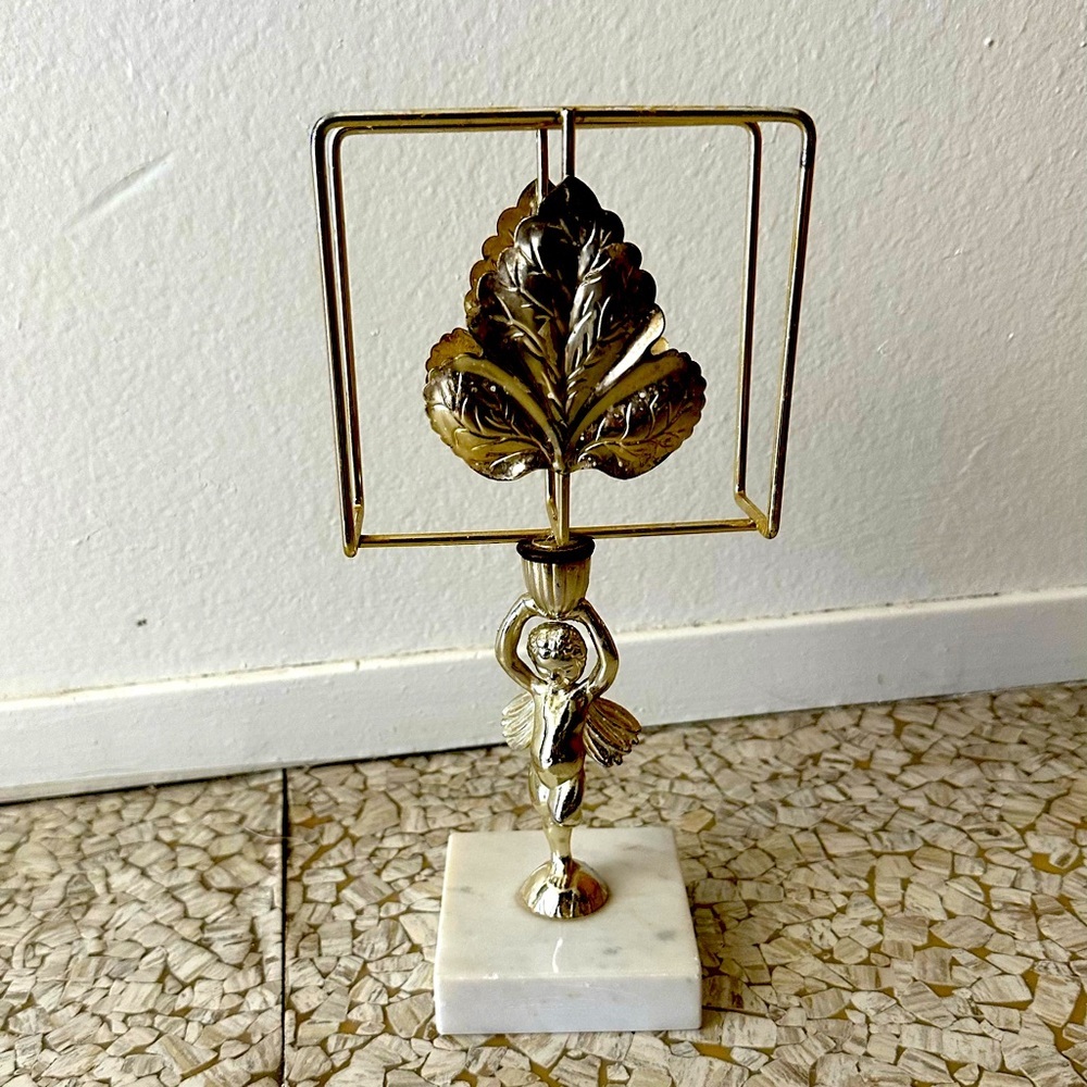 Beautiful Hollywood regency share of maple leaf letter holder or napkin holder